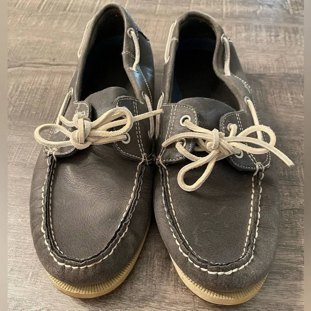 Dockers Genuine Leather Dark Grey Boat Shoes Size 8 Men’s
